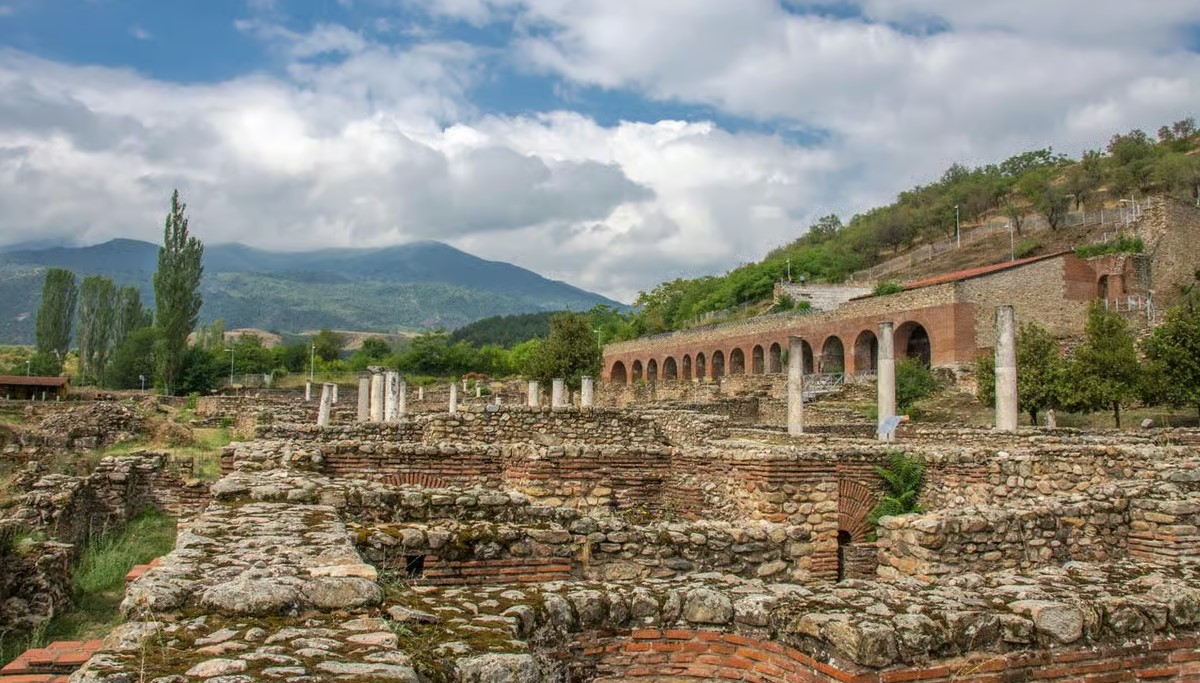 Ancient ruins at Stobi archaeological site in North Macedonia