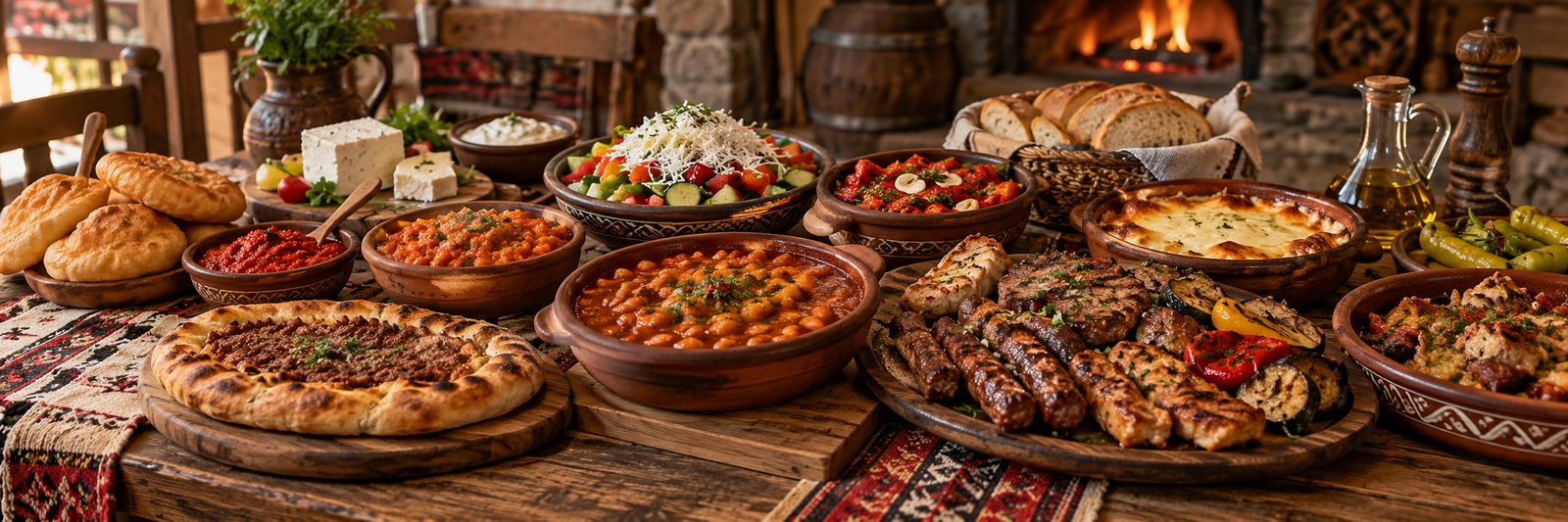 Traditional Macedonian food and meze spread